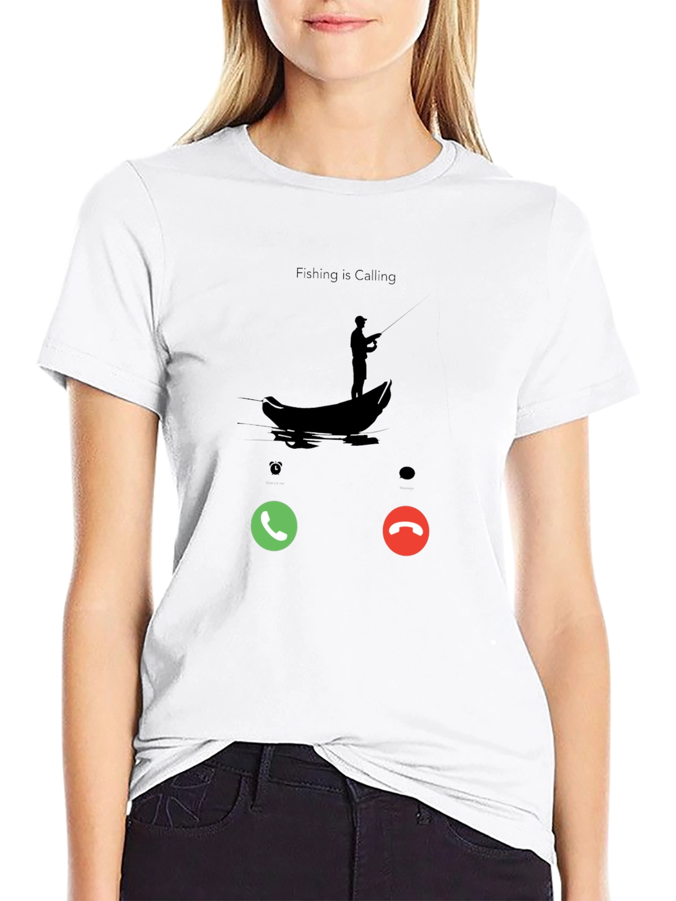 Fishing is Calling Black T-Shirt