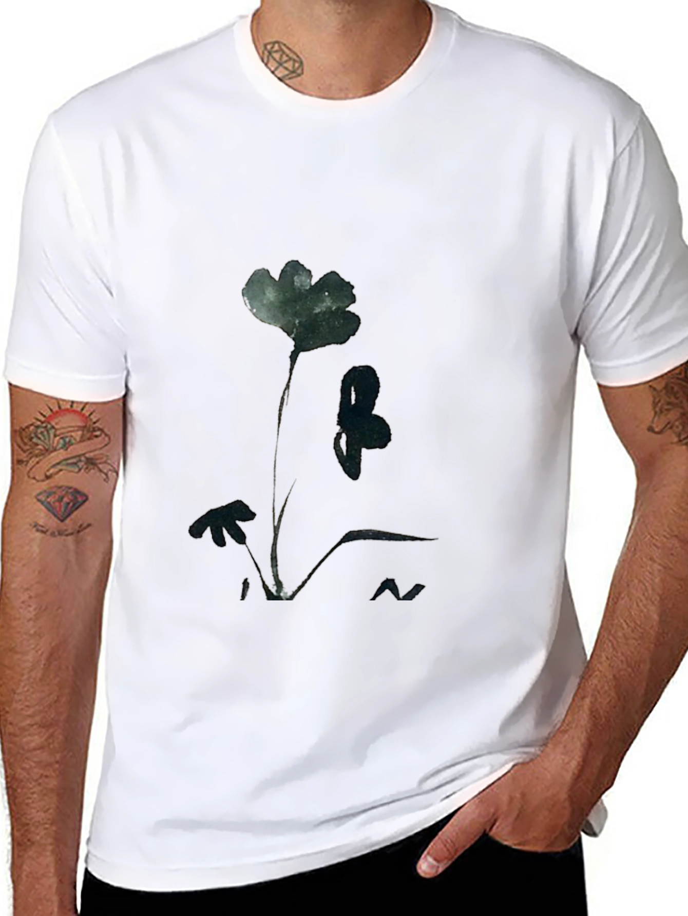 Nature Print Black Tee