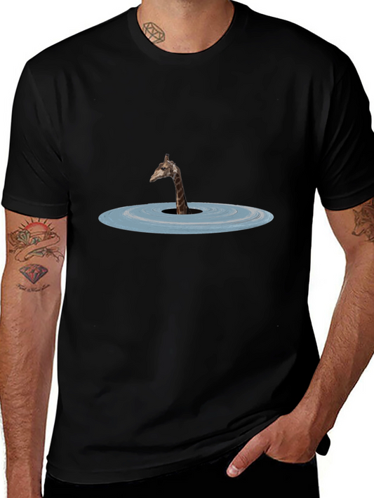 Giraffe Lake Graphic Tee - Black Cotton Shirt