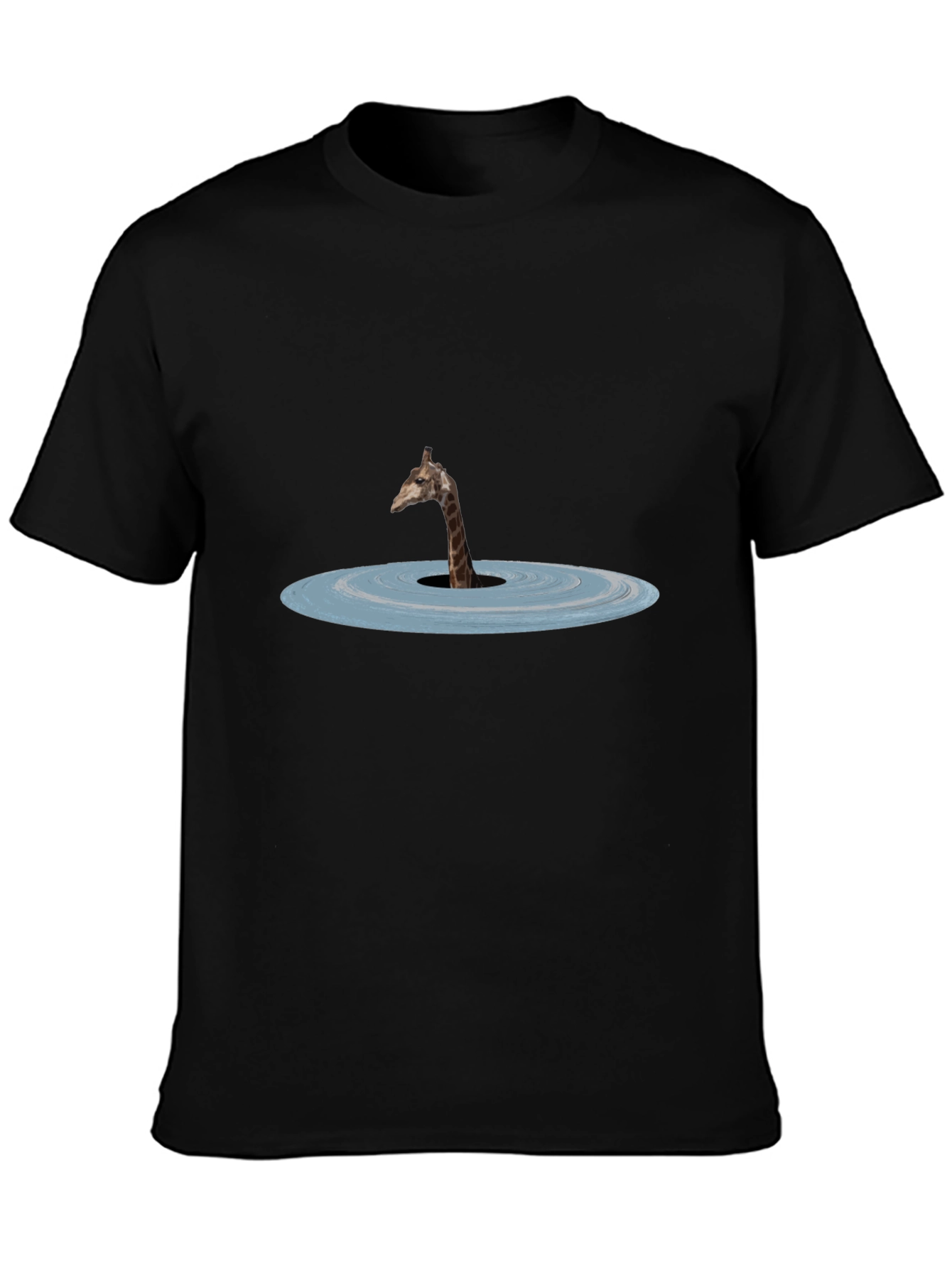 Giraffe Lake Graphic Tee - Black Cotton Shirt