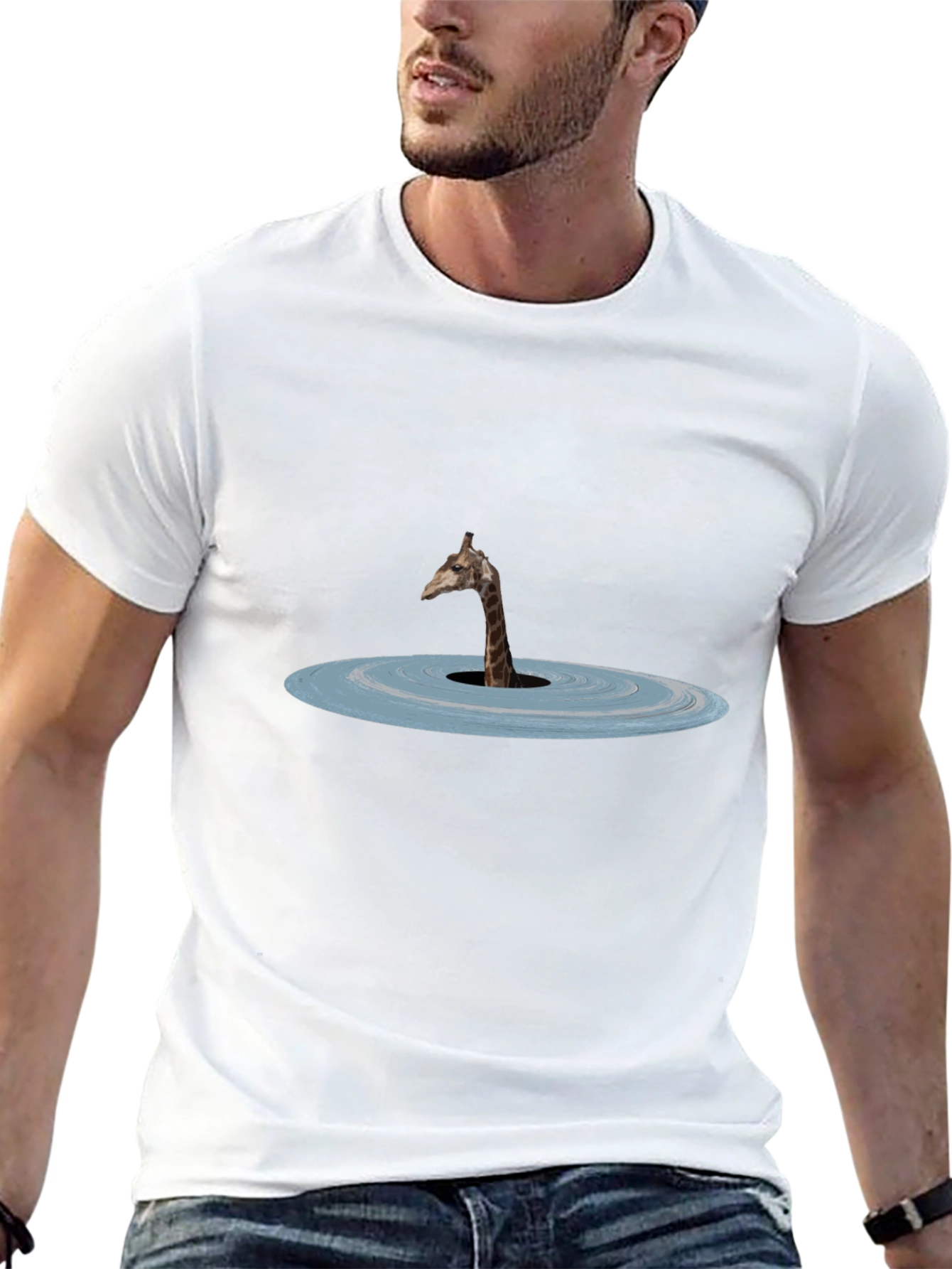 Giraffe Lake Graphic Tee - Black Cotton Shirt