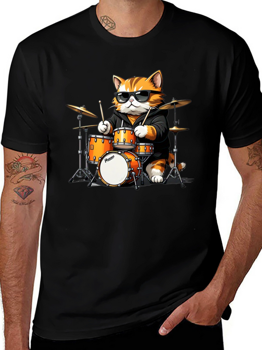 Cat Drummer T-Shirt: Cool Feline Band Tee