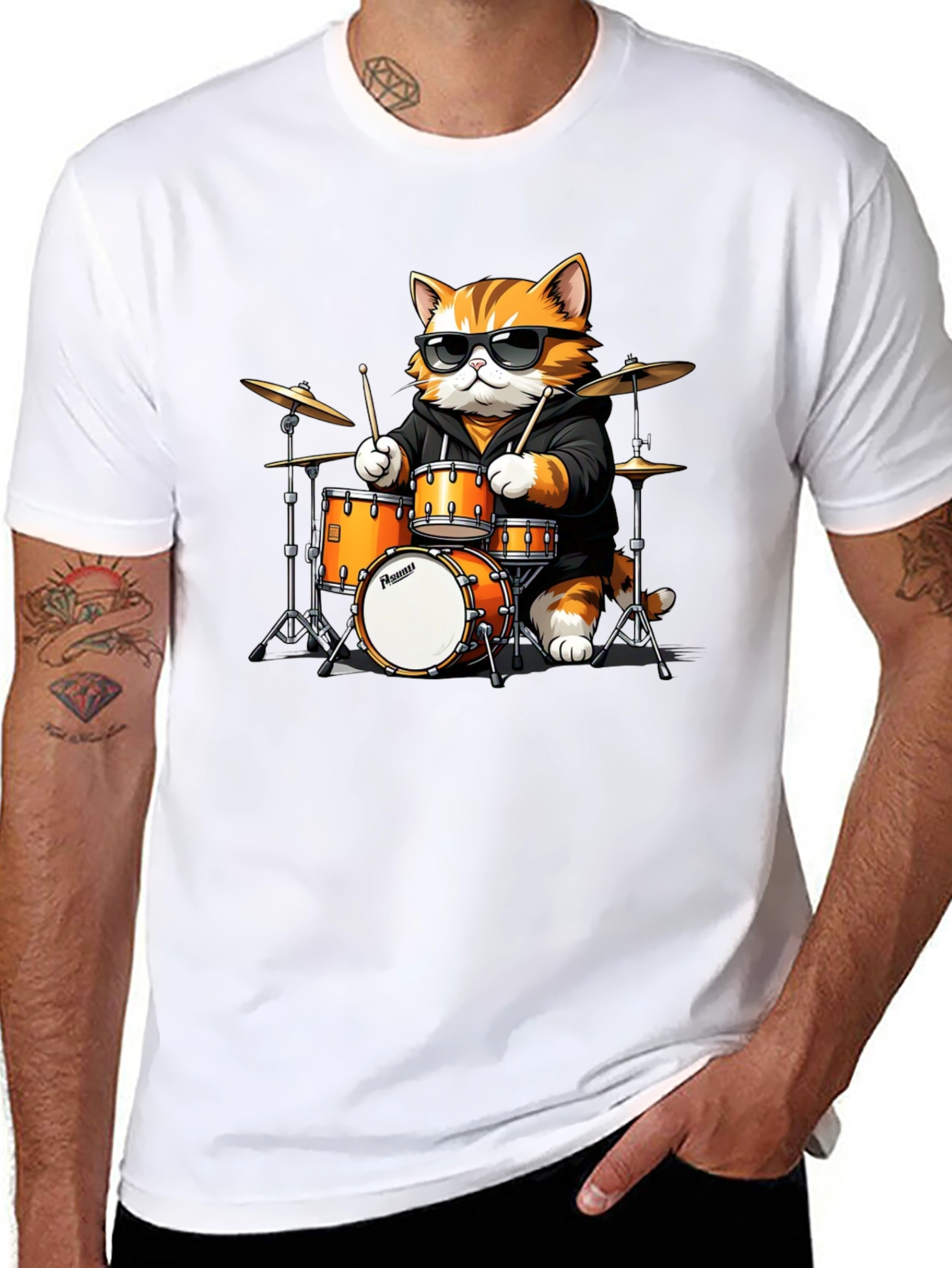 Cat Drummer T-Shirt: Cool Feline Band Tee