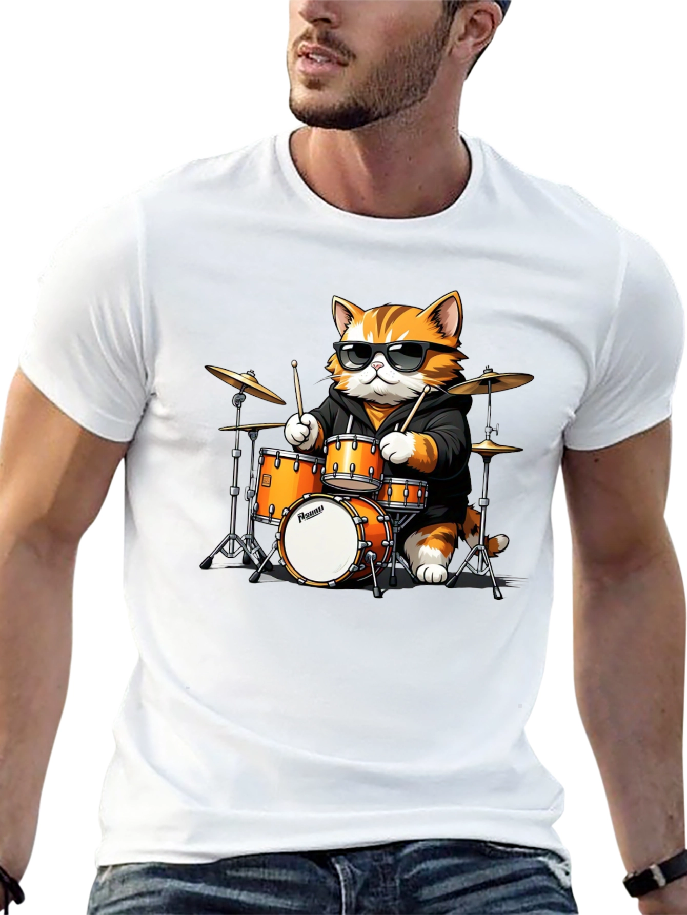Cat Drummer T-Shirt: Cool Feline Band Tee