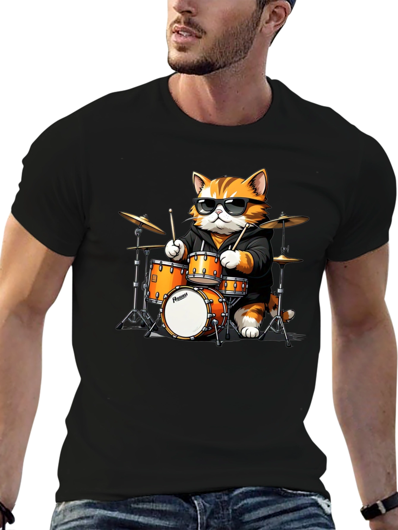 Cat Drummer T-Shirt: Cool Feline Band Tee