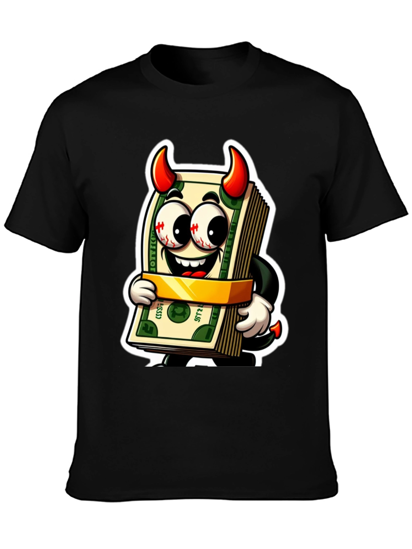 Money Devil Graphic Tee - Cartoon Cash Shirt