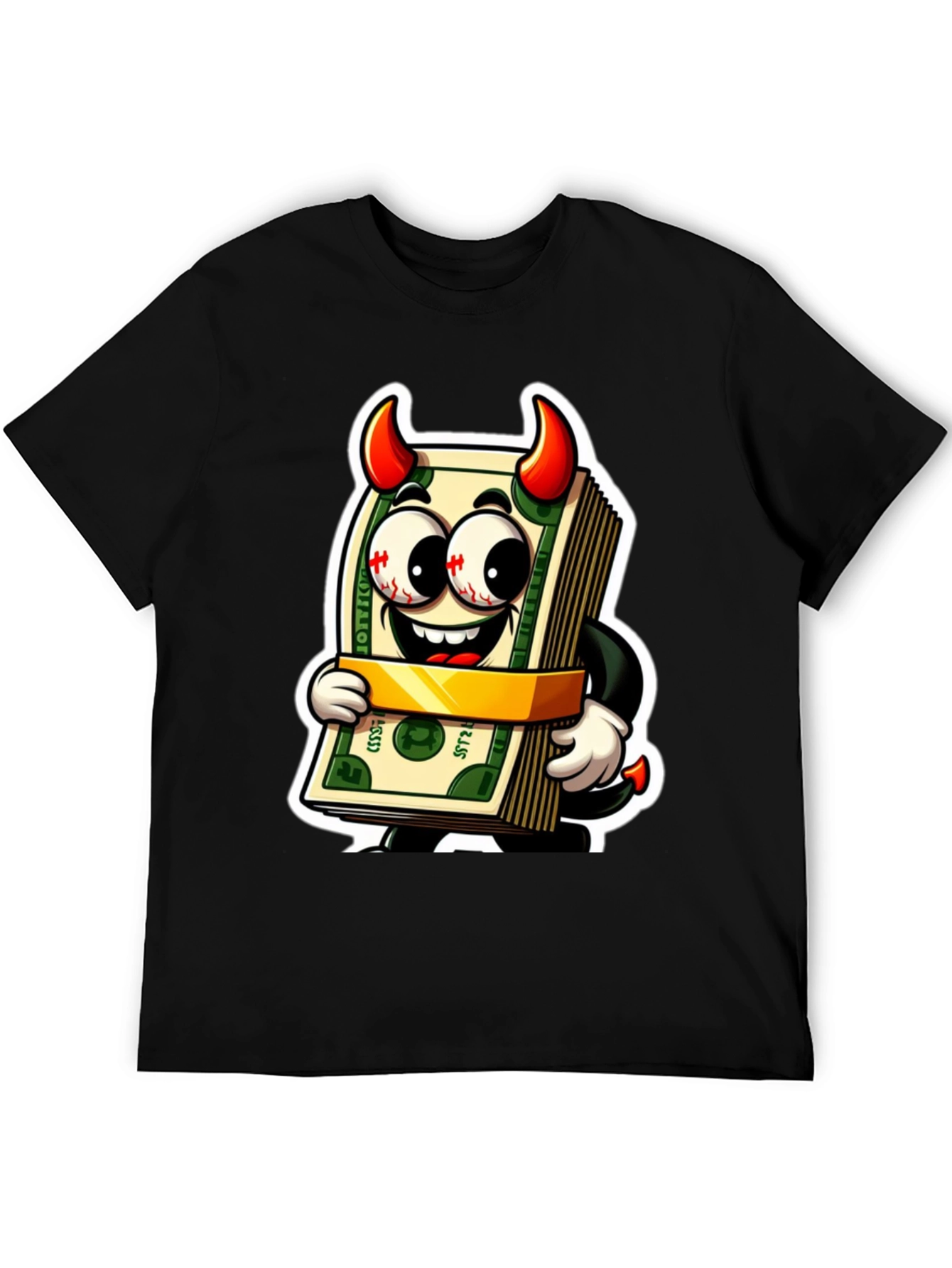Money Devil Graphic Tee - Cartoon Cash Shirt