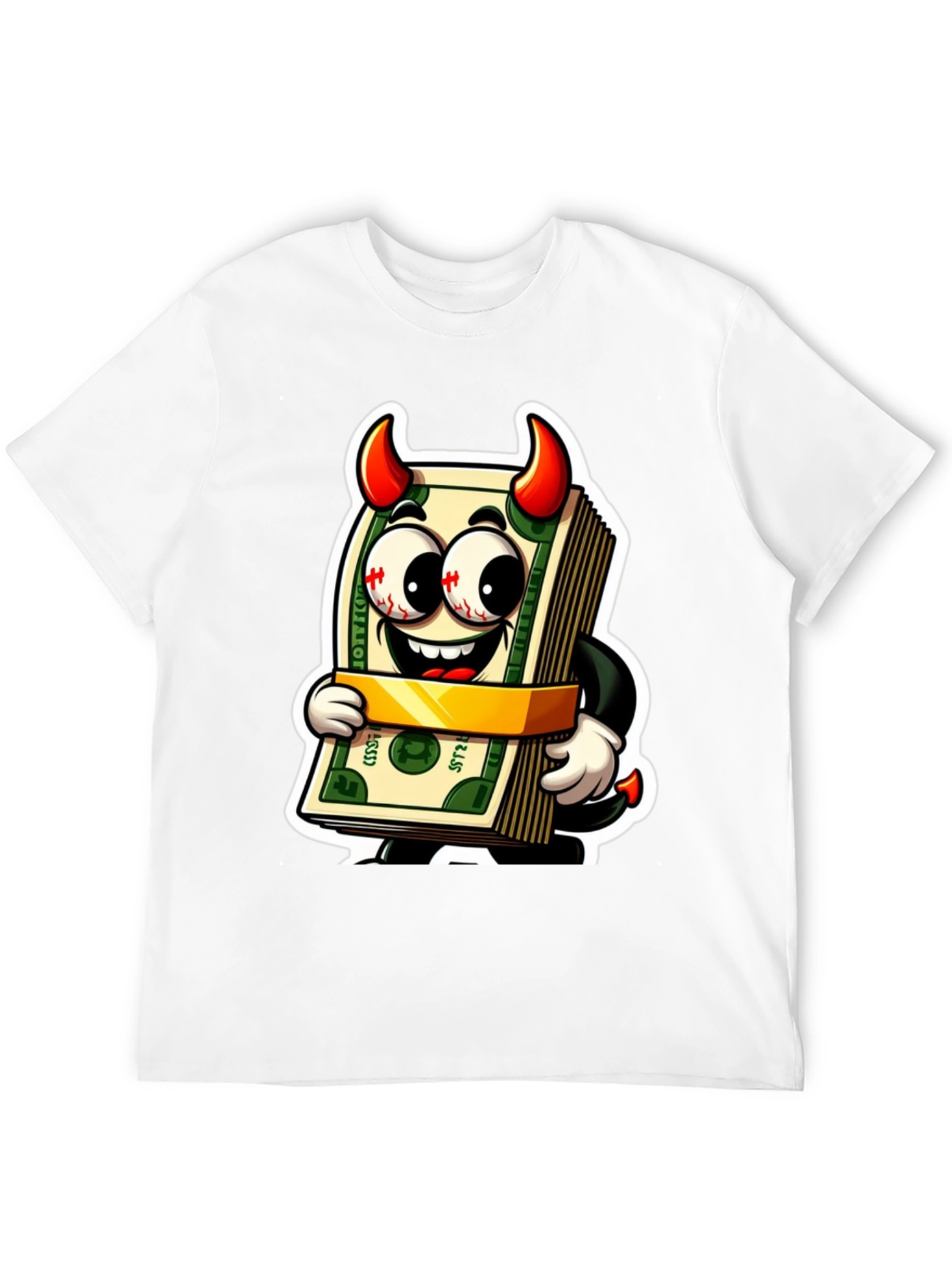 Money Devil Graphic Tee - Cartoon Cash Shirt