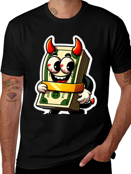 Money Devil Graphic Tee - Cartoon Cash Shirt