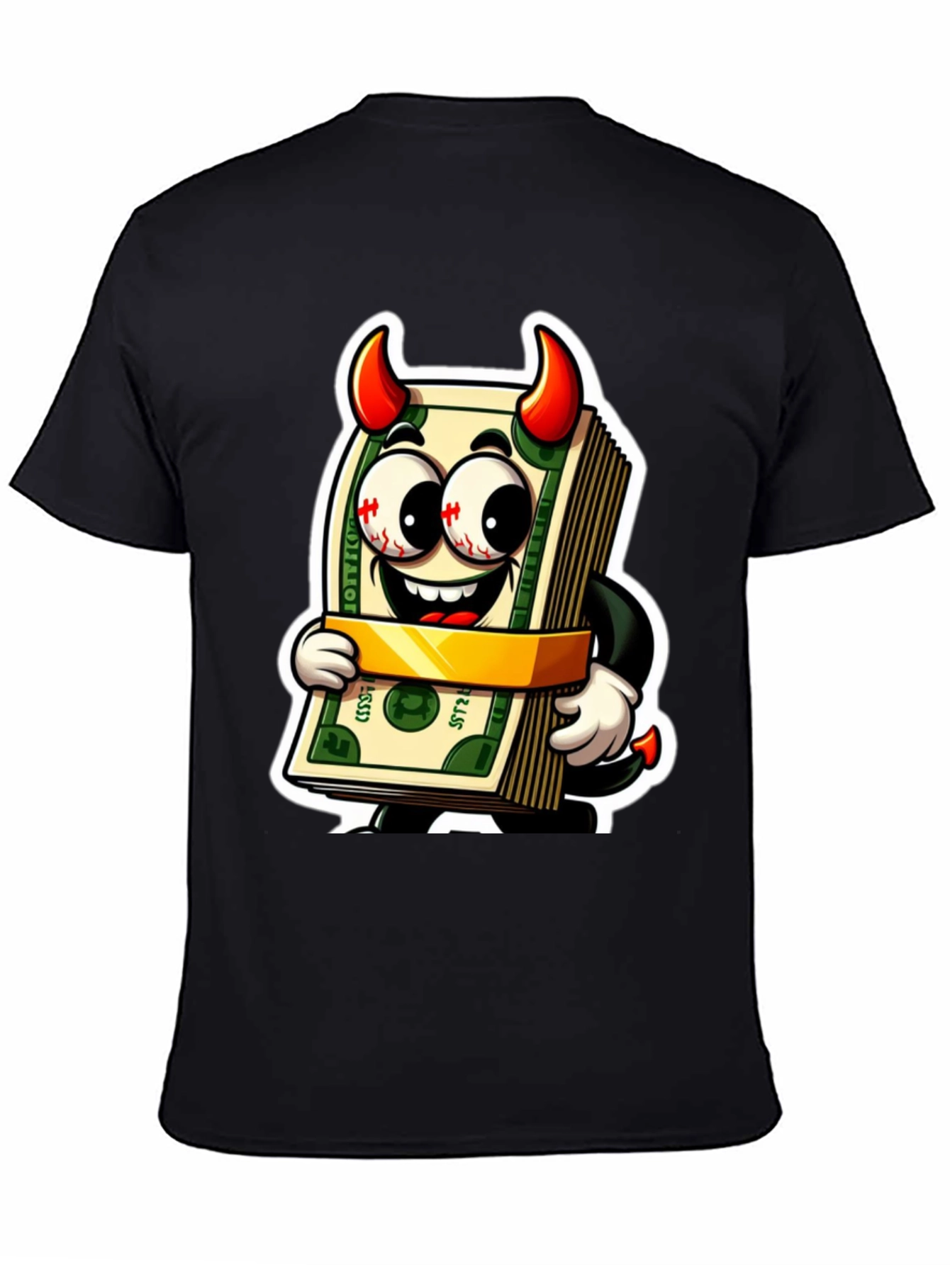 Money Devil Graphic Tee - Cartoon Cash Shirt