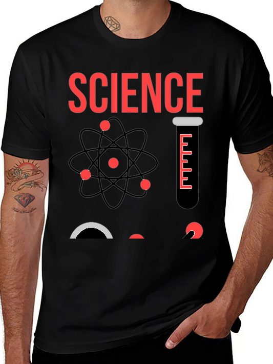 Science Graphic T-Shirt - Black Cotton Blend