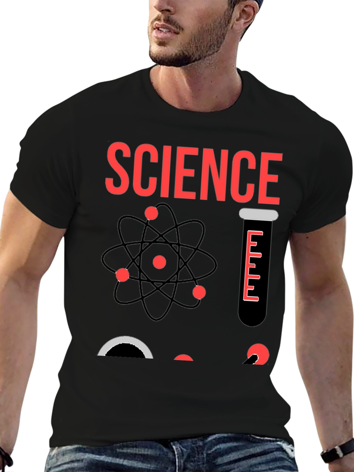 Science Graphic T-Shirt - Black Cotton Blend