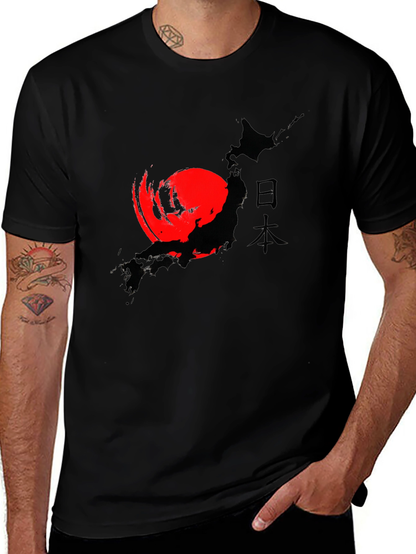Japanese Flag Map Graphic T-Shirt