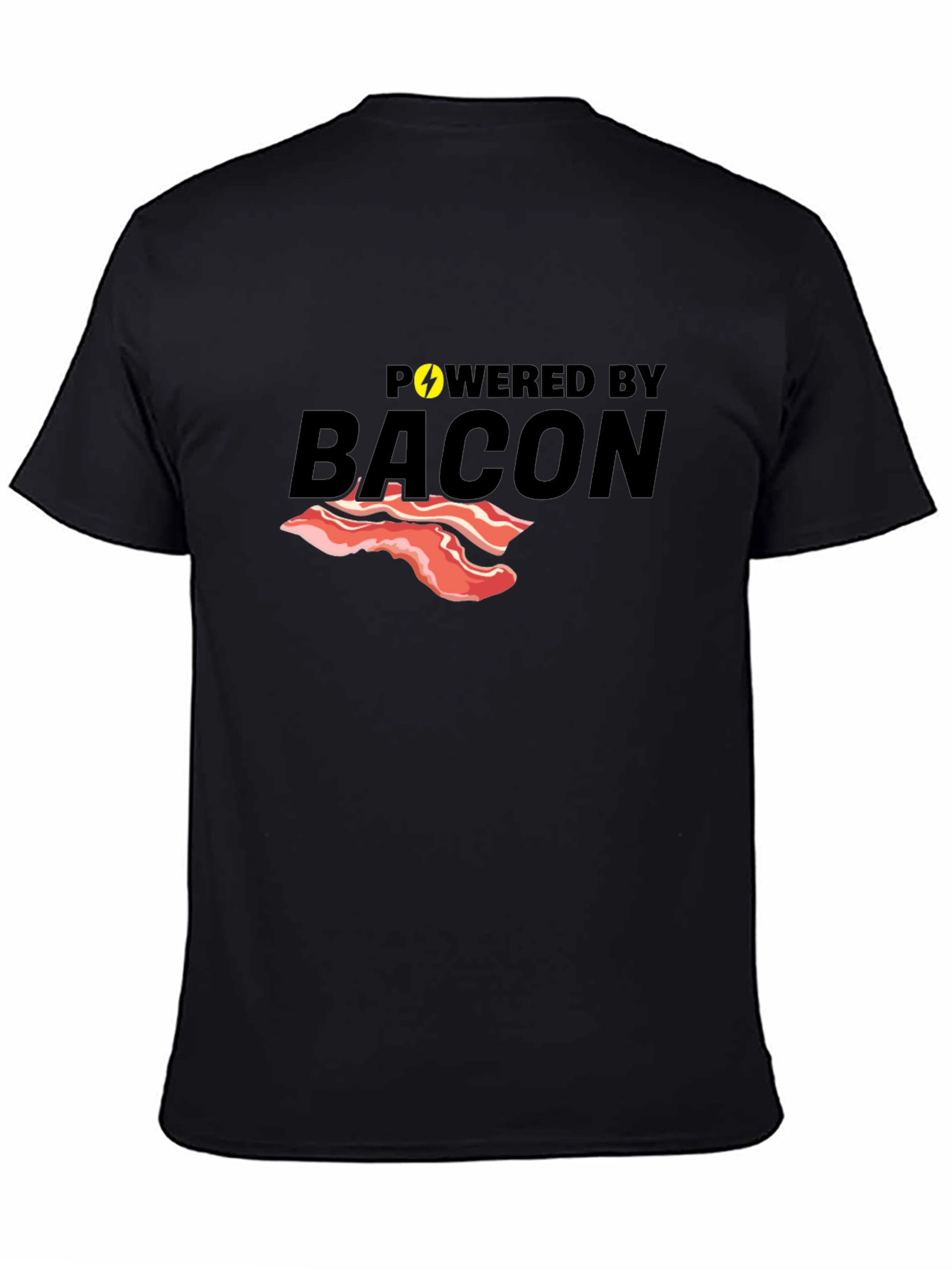 Powered By Bacon T-Shirt Funny Foodie Tee