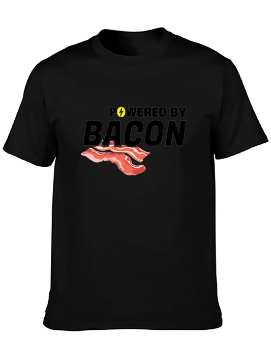 Powered By Bacon T-Shirt Funny Foodie Tee