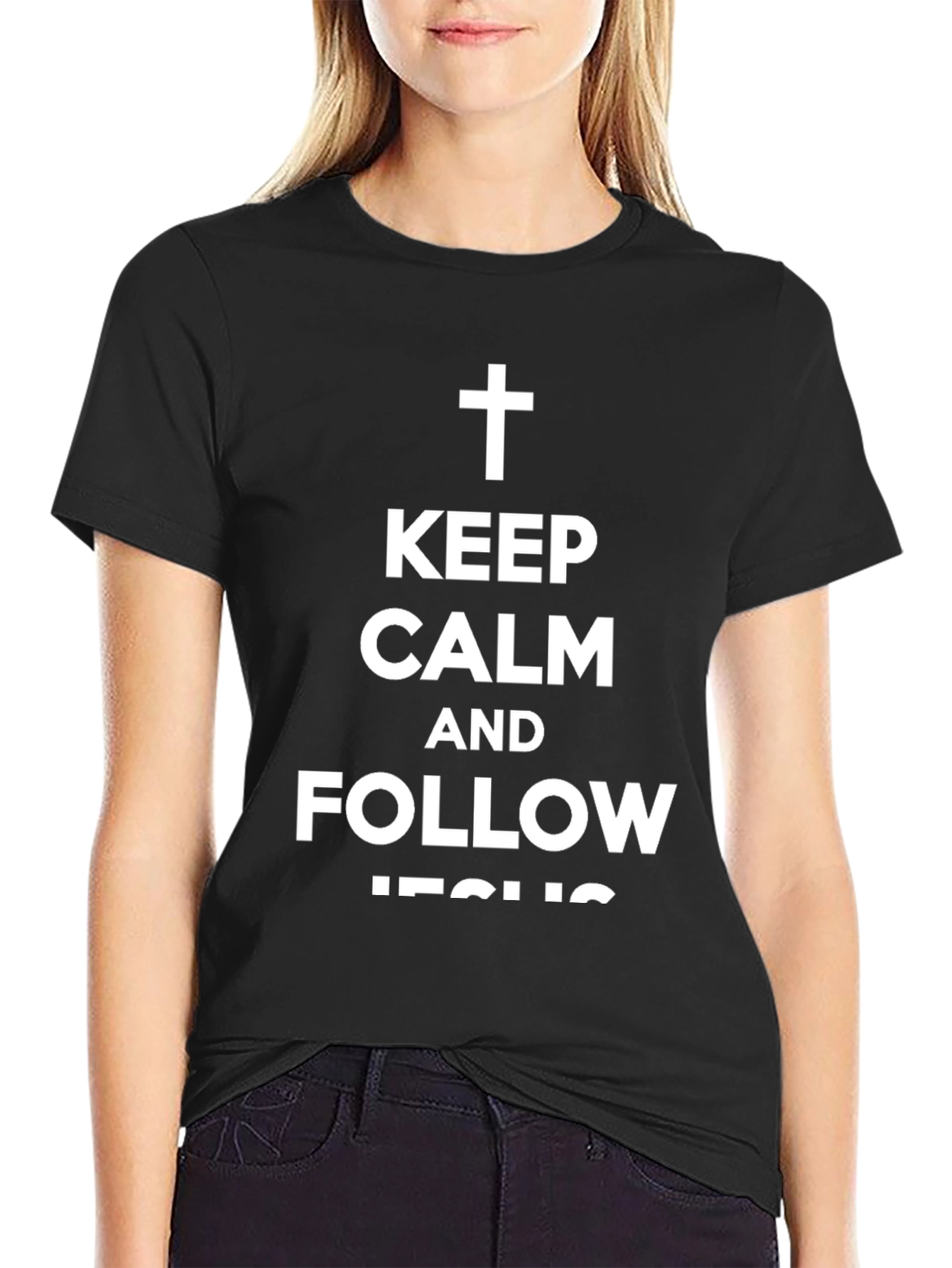 Keep Calm and Follow Jesus Black Tee