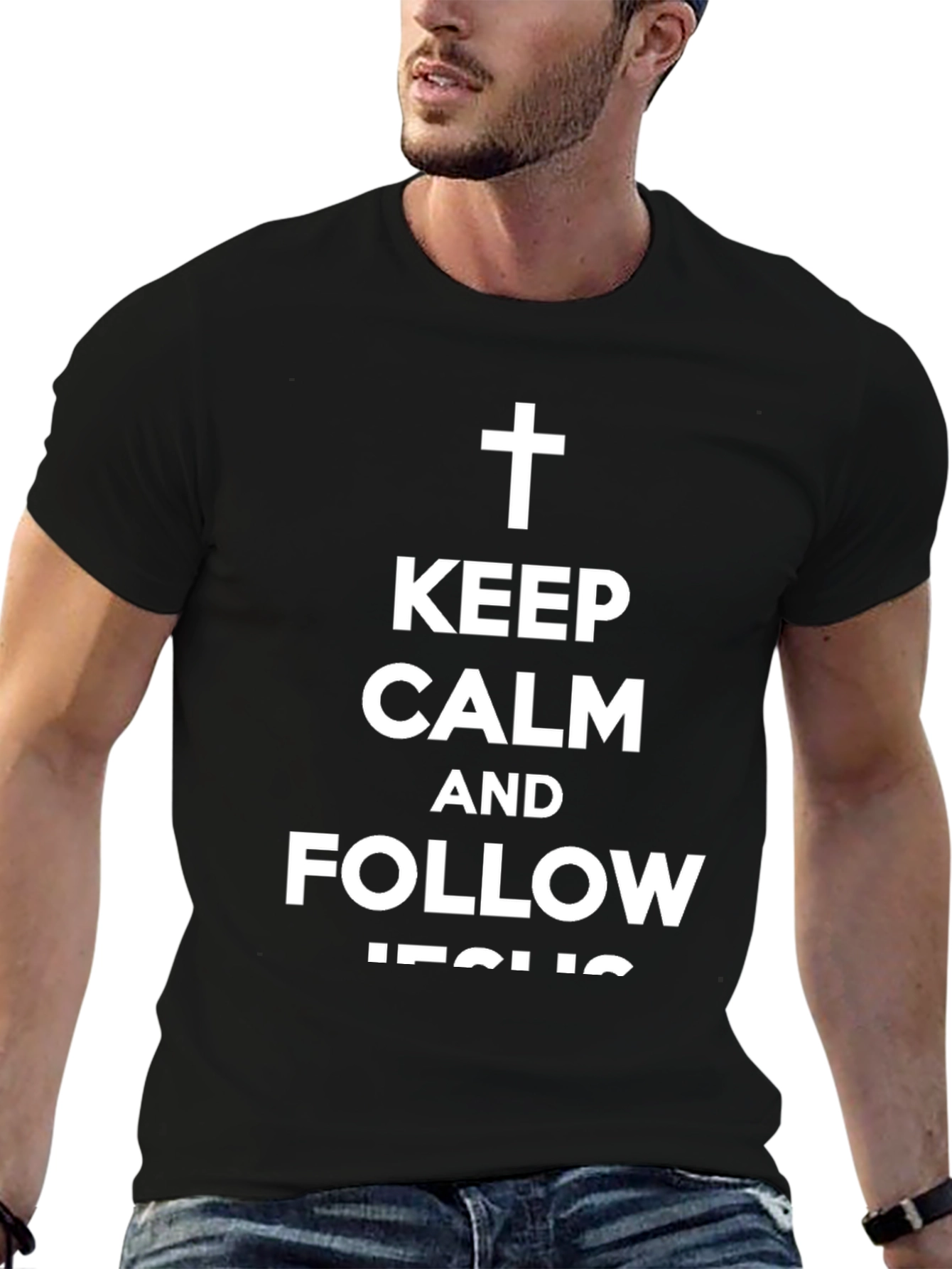 Keep Calm and Follow Jesus Black Tee