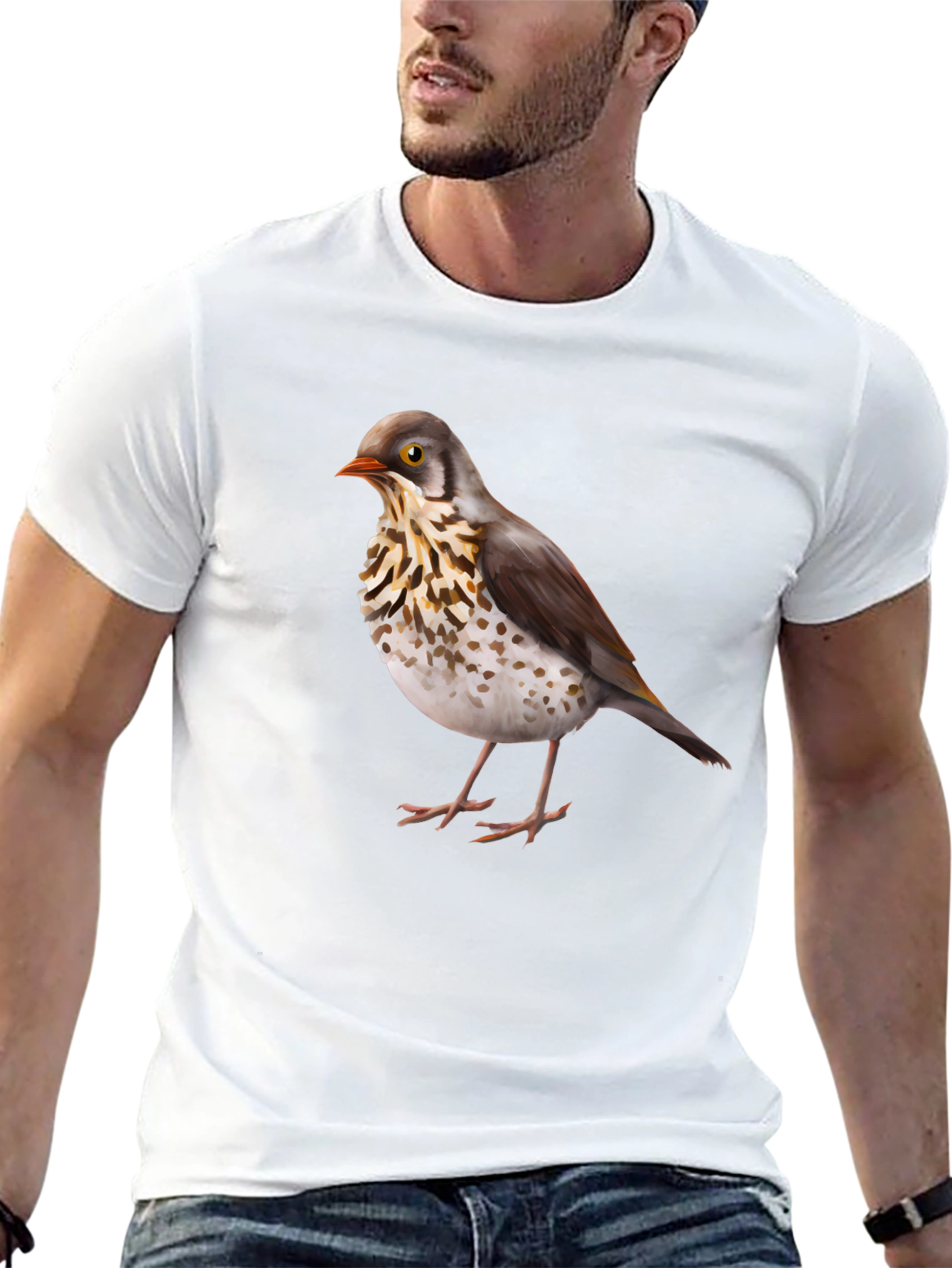 Bird Graphic Print Black T-Shirt