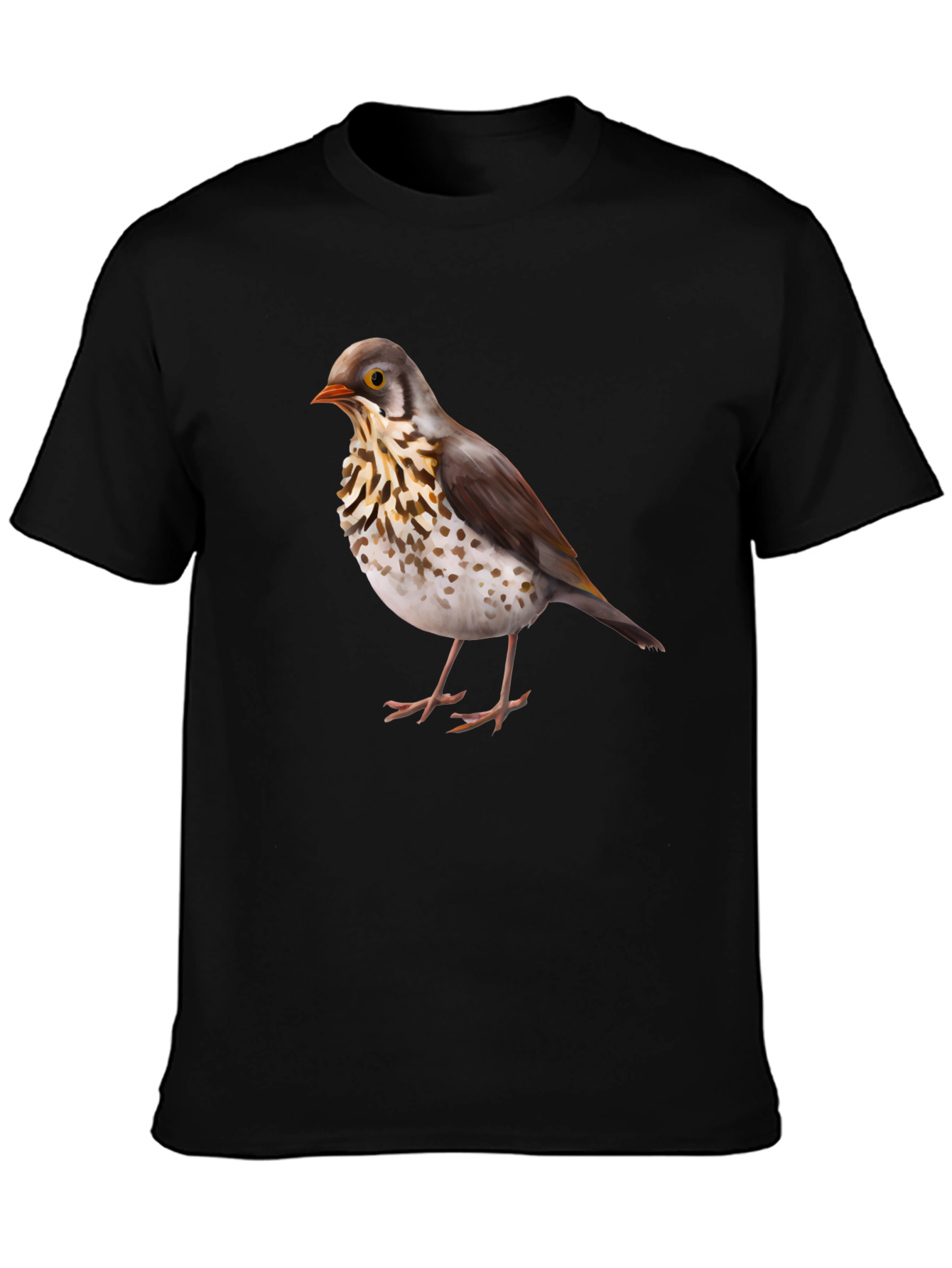 Bird Graphic Print Black T-Shirt