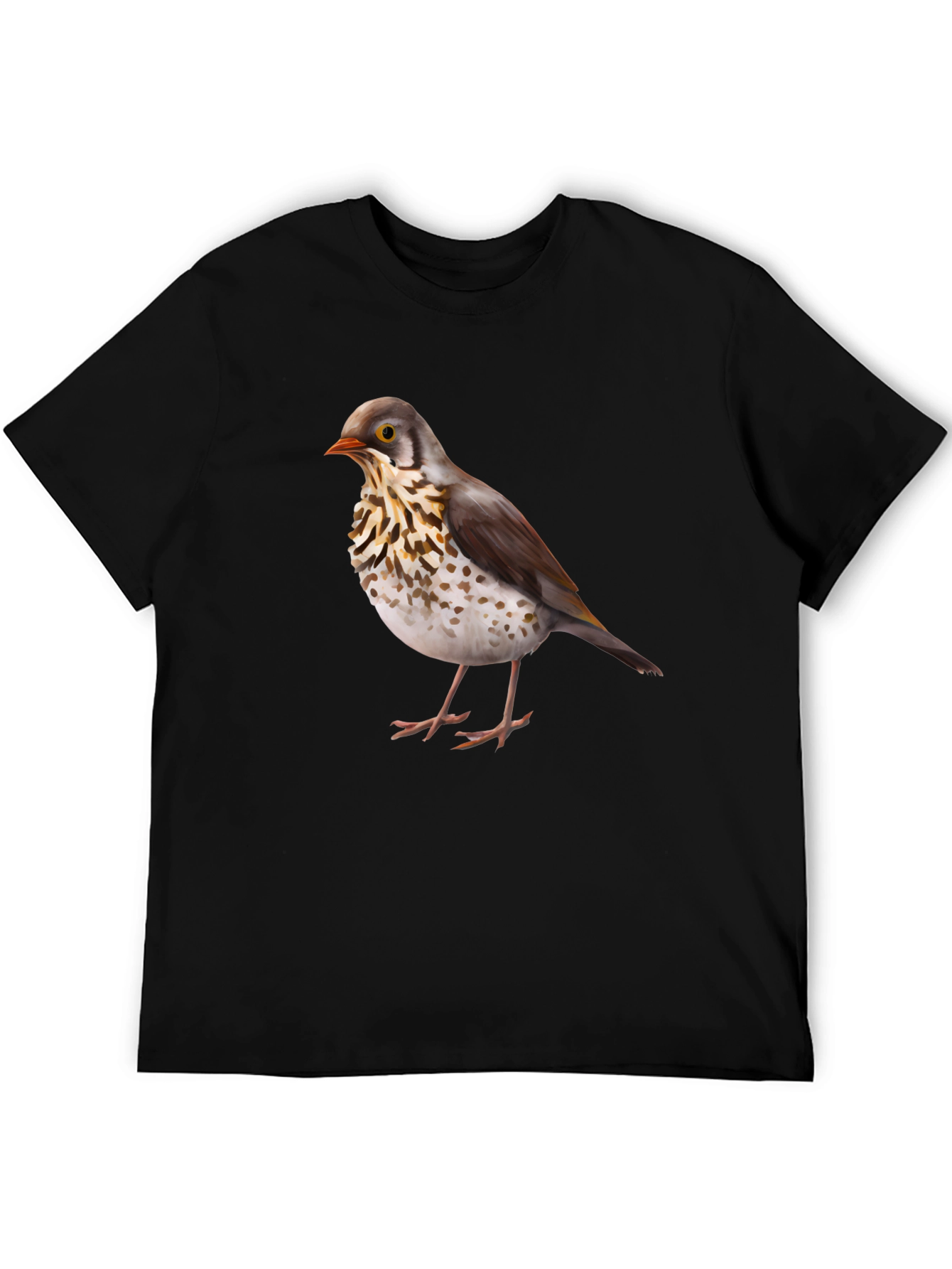Bird Graphic Print Black T-Shirt