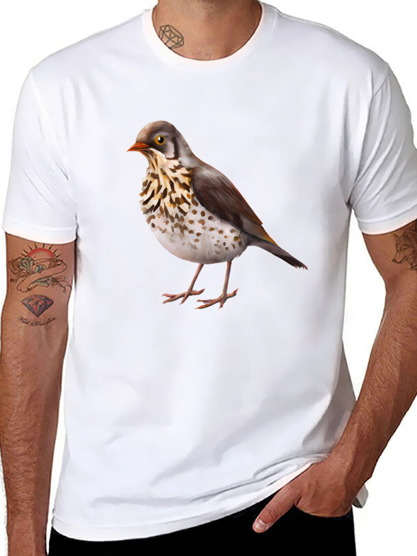 Bird Graphic Print Black T-Shirt