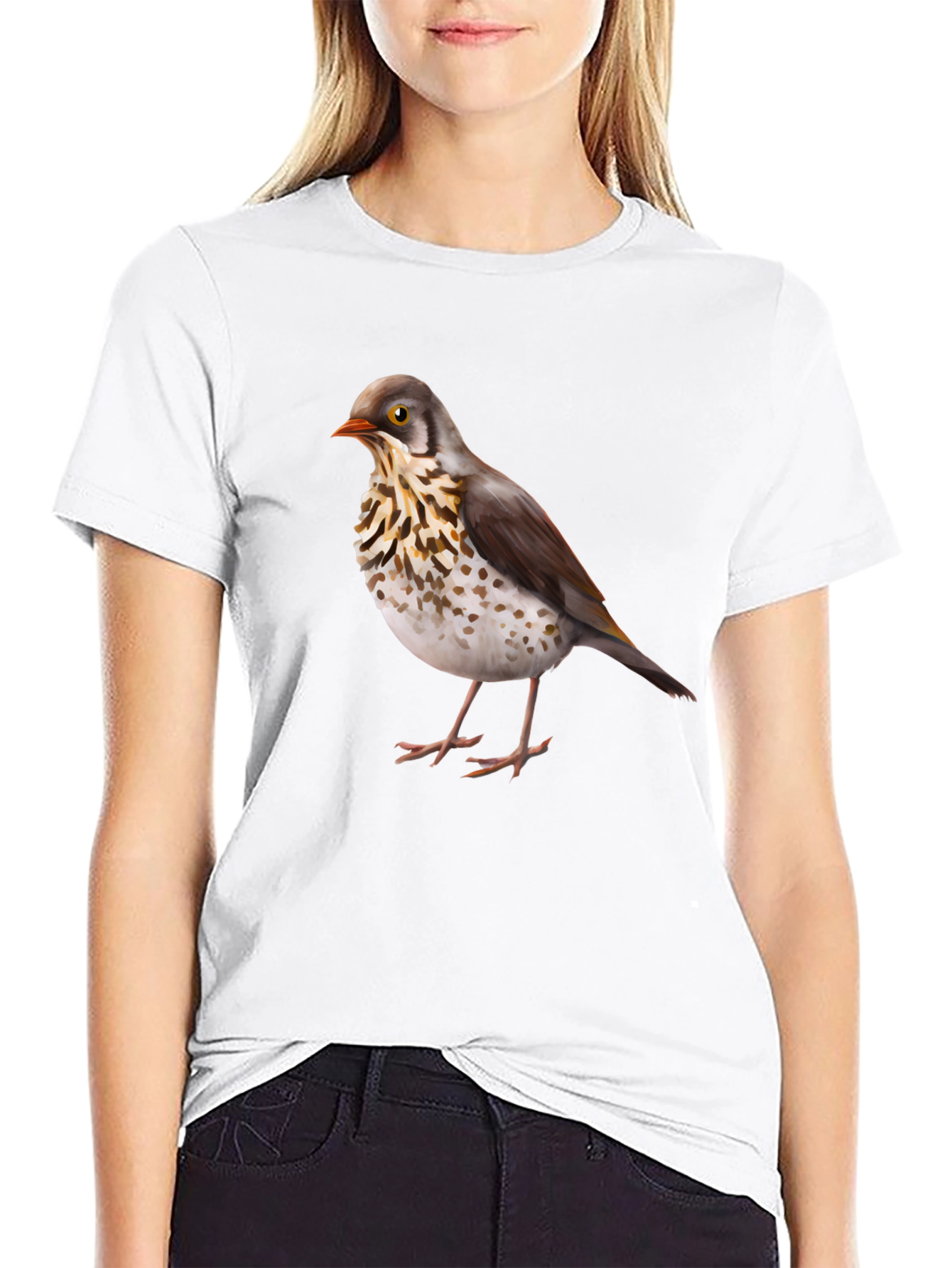 Bird Graphic Print Black T-Shirt