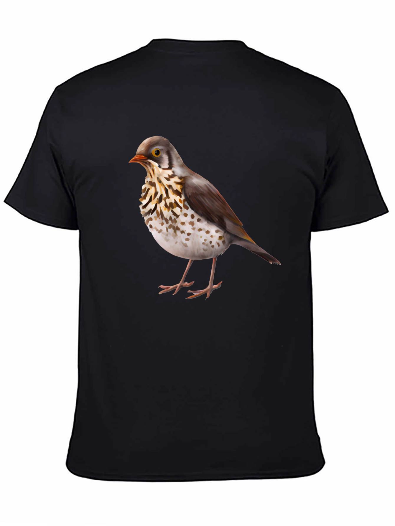 Bird Graphic Print Black T-Shirt