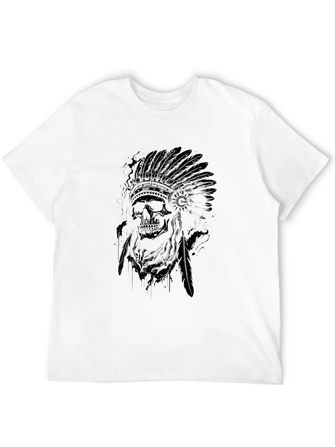 Skull Chief Graphic Print Mens Black T-Shirt