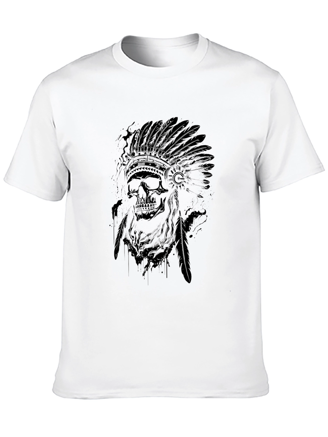 Skull Chief Graphic Print Mens Black T-Shirt