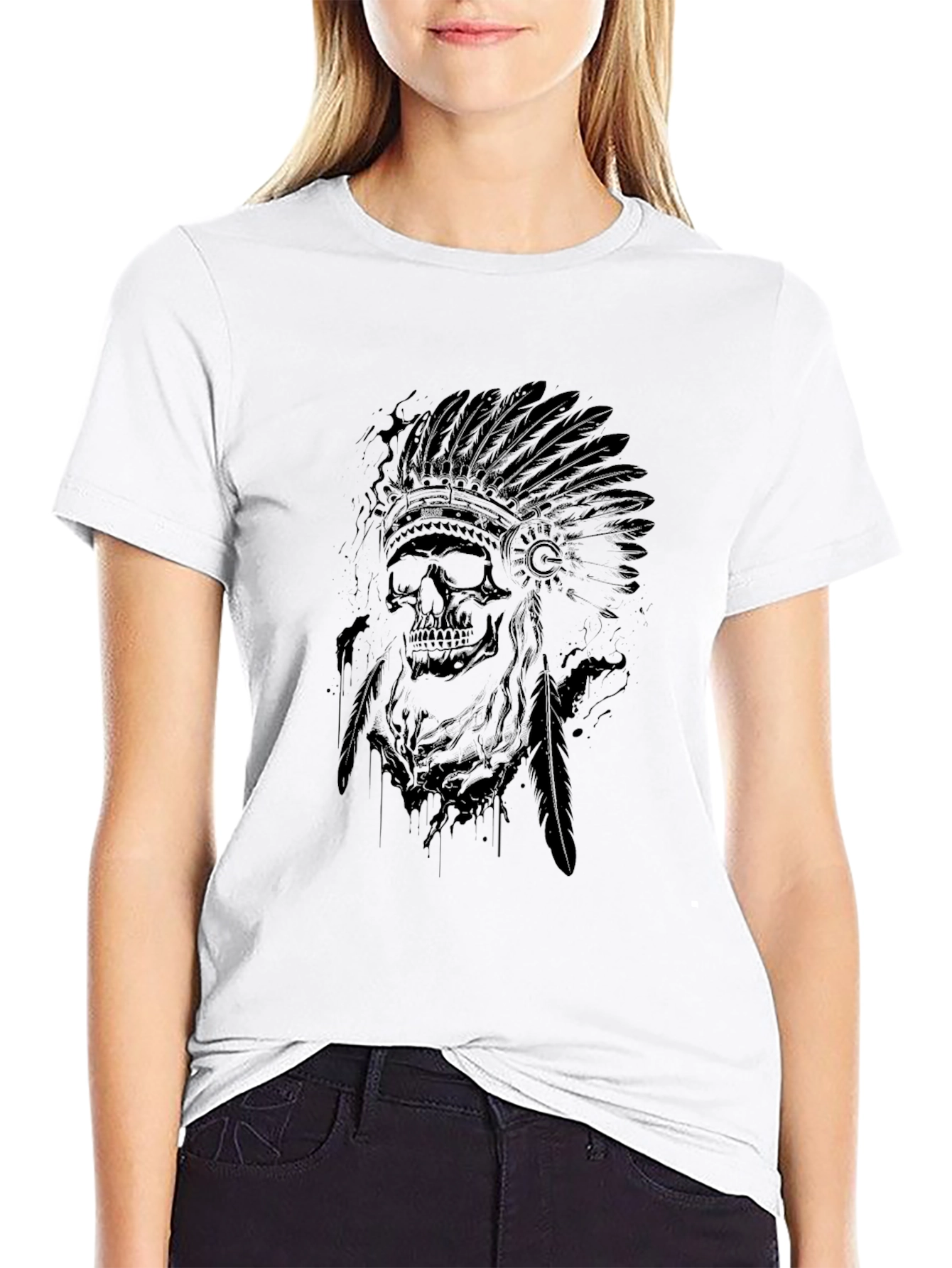 Skull Chief Graphic Print Mens Black T-Shirt