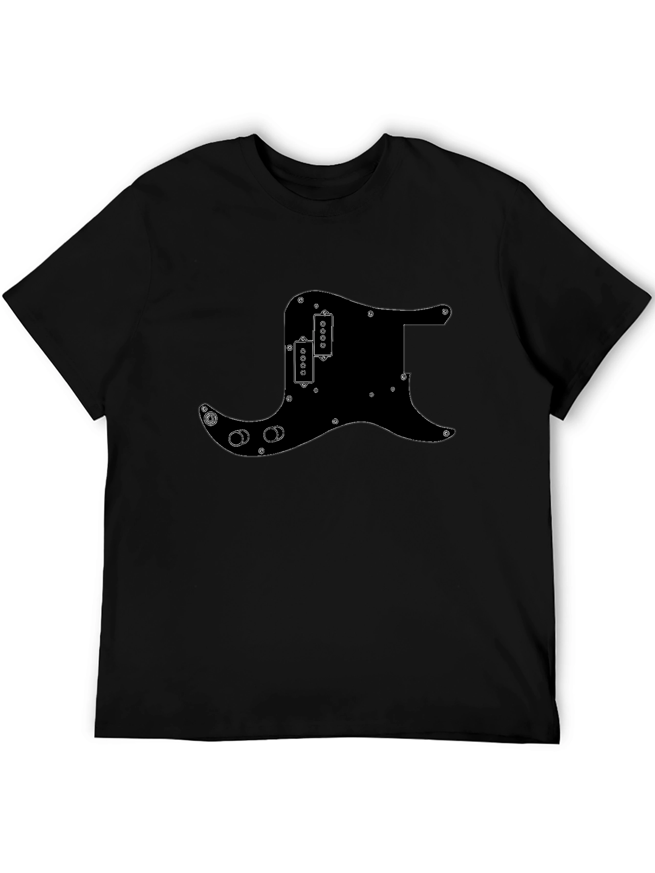 Black T-Shirt with Guitar Pickguard Design