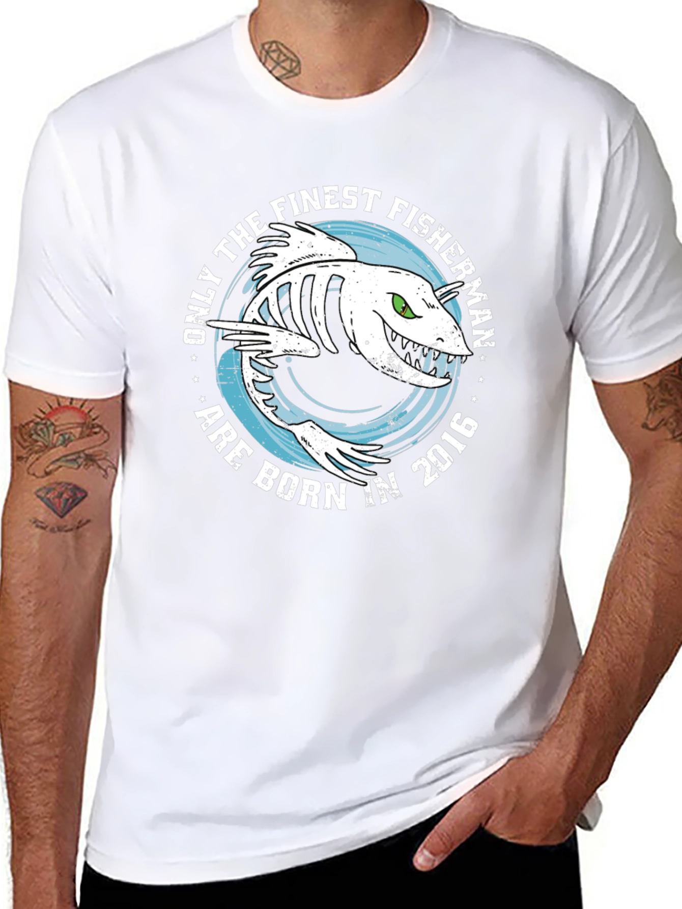 Finest Fisherman Born in 2016 Black T-Shirt