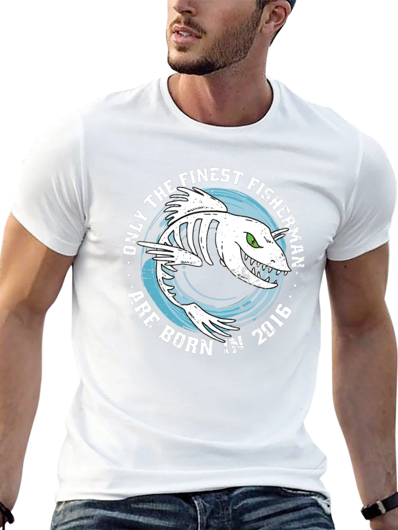Finest Fisherman Born in 2016 Black T-Shirt