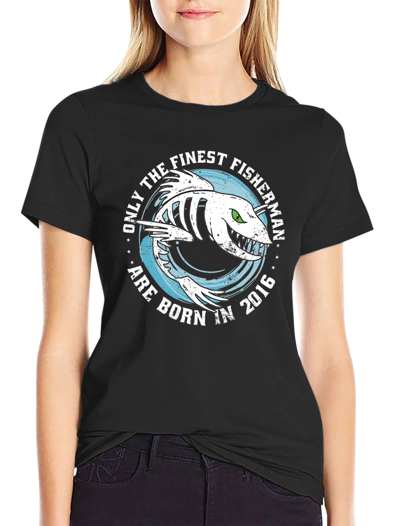 Finest Fisherman Born in 2016 Black T-Shirt