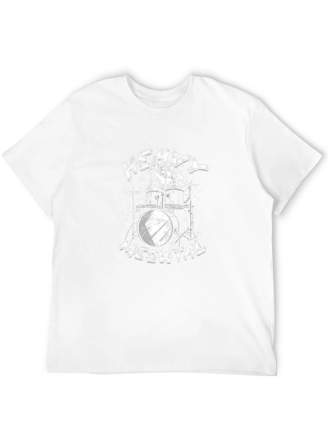 Heavy Meowtal Black T-Shirt - Cat Drummer Graphic Tee