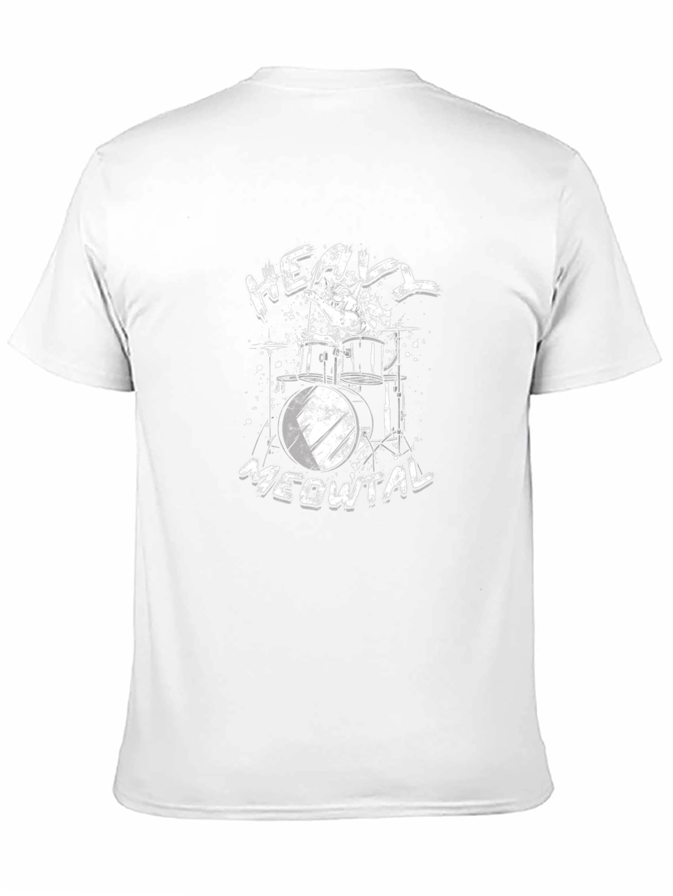 Heavy Meowtal Black T-Shirt - Cat Drummer Graphic Tee