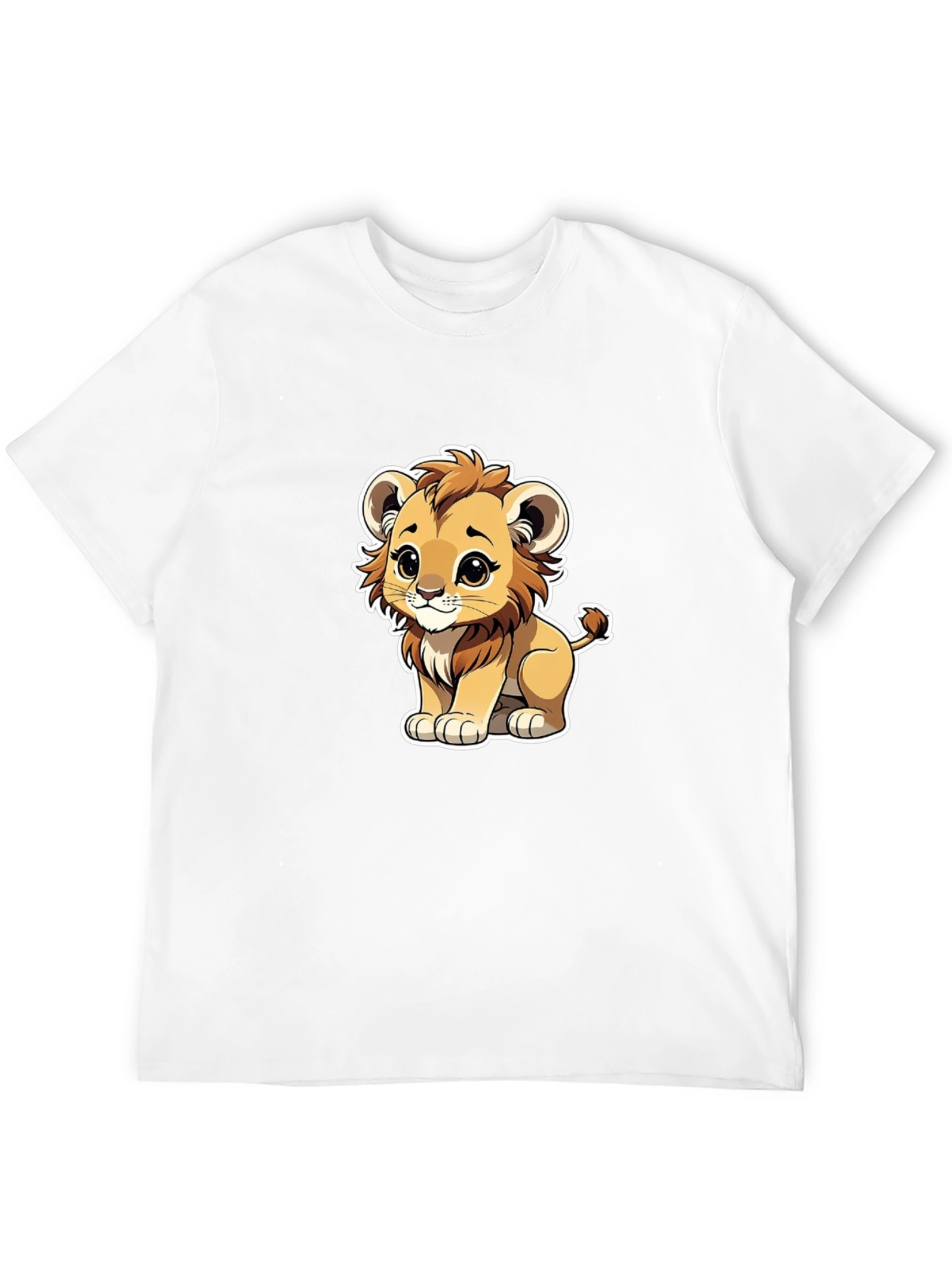 Cute Cartoon Lion Graphic Black T-Shirt