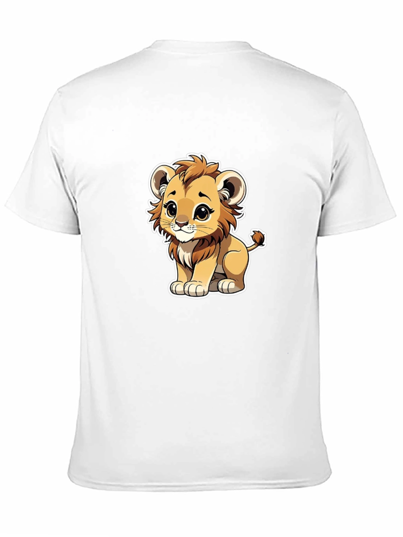 Cute Cartoon Lion Graphic Black T-Shirt
