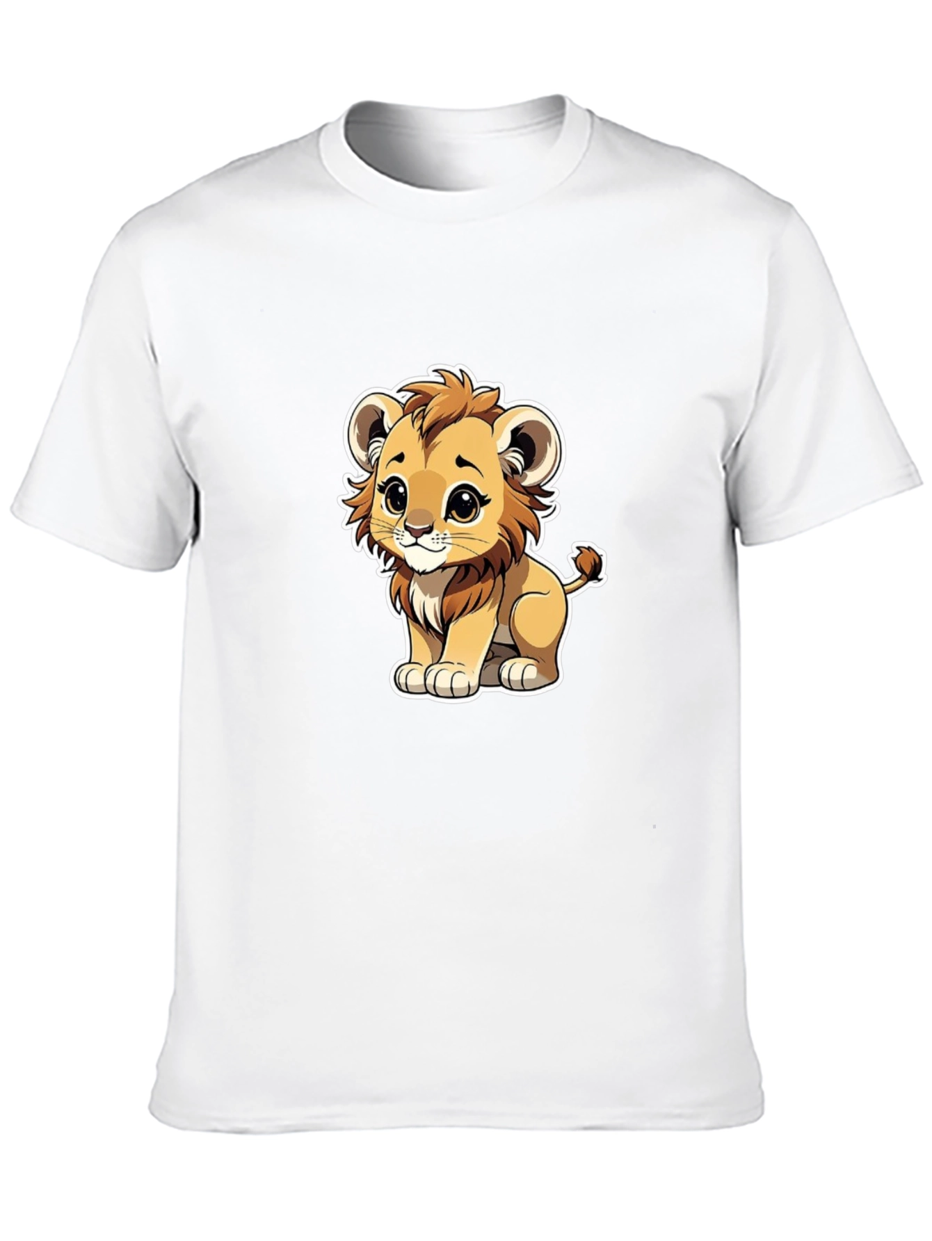 Cute Cartoon Lion Graphic Black T-Shirt