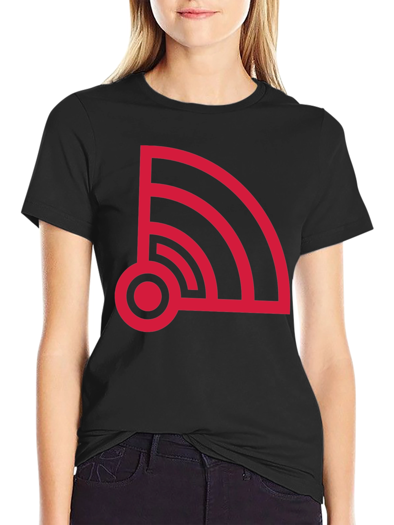 Retro WiFi Signal Graphic Tee - Black
