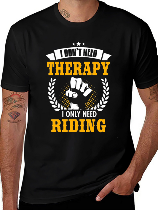 Riding Therapy T-Shirt: Black Cotton Graphic Tee
