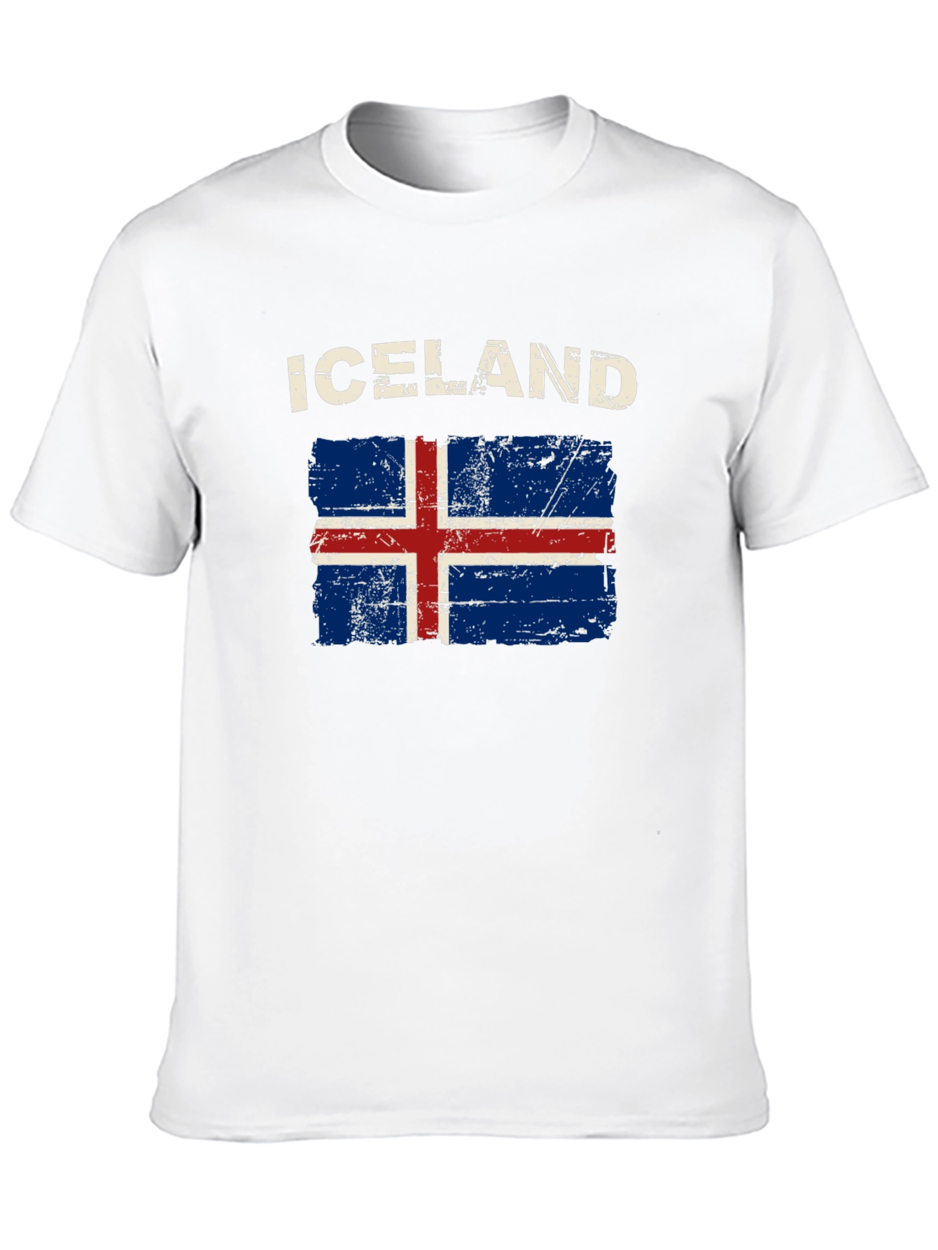 Iceland Flag Distressed T-Shirt - Black