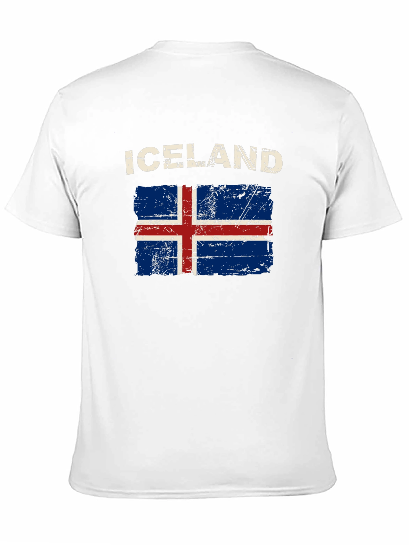 Iceland Flag Distressed T-Shirt - Black