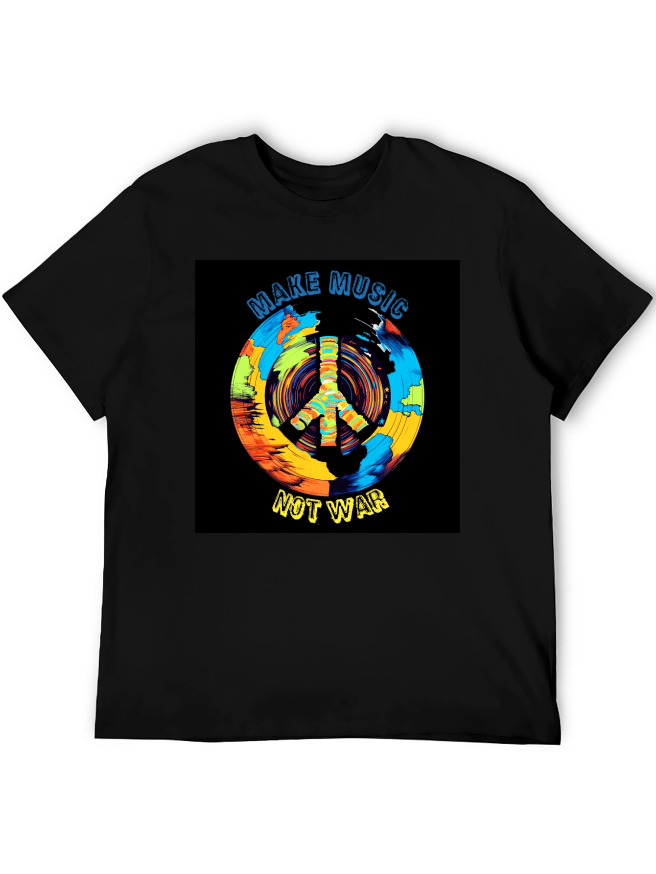 Make Music Not War T-Shirt Peace Sign Graphic Tee