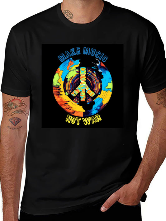 Make Music Not War T-Shirt Peace Sign Graphic Tee