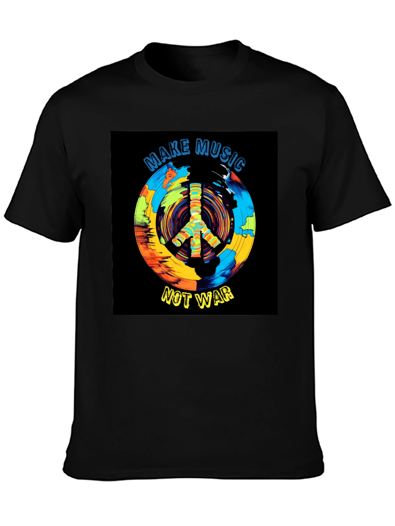 Make Music Not War T-Shirt Peace Sign Graphic Tee