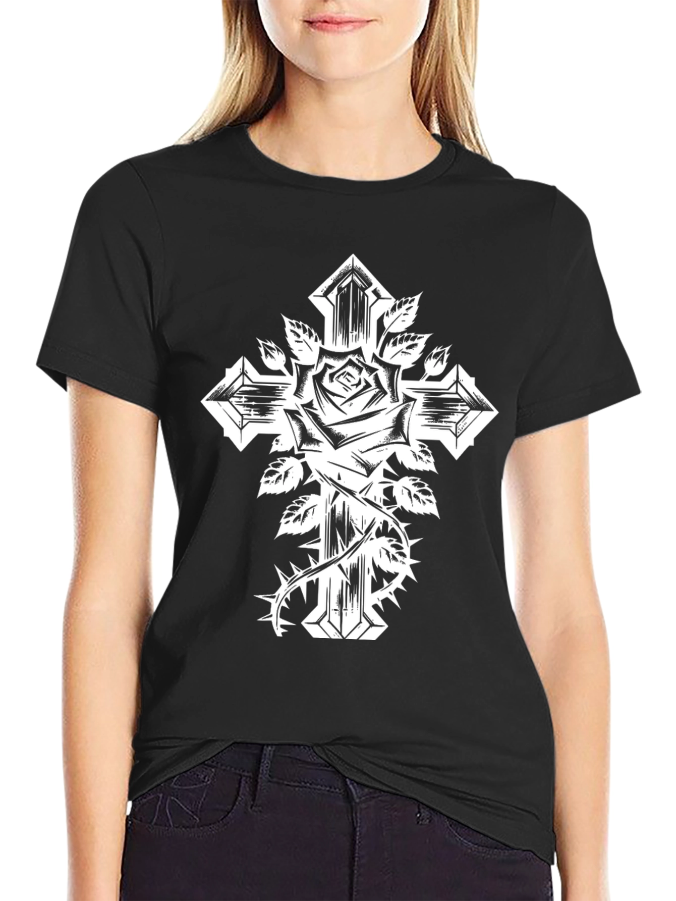 Rose and Cross Graphic Tee