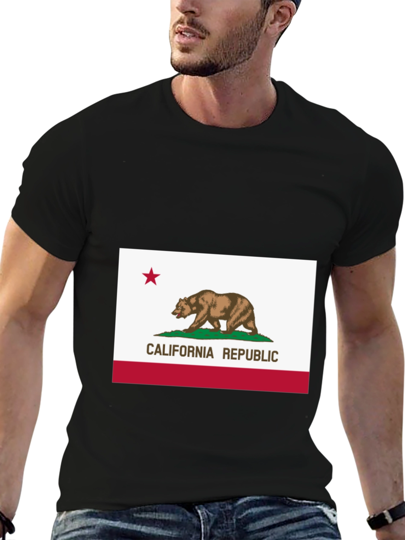 California Republic Bear Tee - Black Cotton Shirt