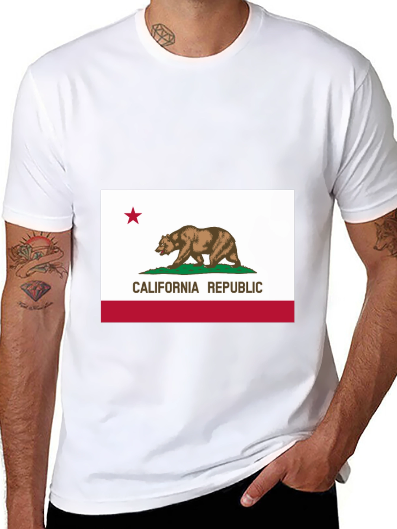 California Republic Bear Tee - Black Cotton Shirt