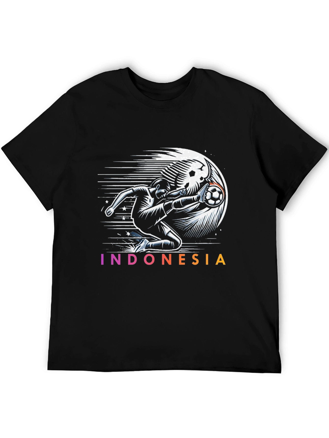 Indonesia Soccer Graphic Tee - Black Cotton T-Shirt